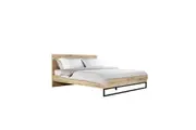 Design Square Wooden Bed Frame Metal Legs With Headboard Double Size - Natural