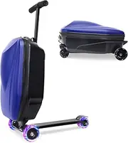 [Apelila] Scooter Hardshell Ride On Luggage for Kids and Adults,Multifunctional 2-in-1 Lightweight Carry On Foldable Suitcase with LED Lit Wheels