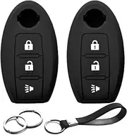 INFIPAR 2pcs Compatible with Nissan Z 370Z Armada Frontier Murano Pathfinder Rogue Titan Rogue Juke Leaf Kicks Quest Sentra Tiida Versa Note Xterra X-Trail Infiniti Key Fob Cover Case Keychain Holder