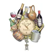 A Wine Lover's Sculptural Wall Clock With Corkscrew Pendulum