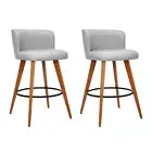 Artiss 2x Bar Stools Modern Wooden Fabric Stool Kitchen Dining Cafe Chairs Grey