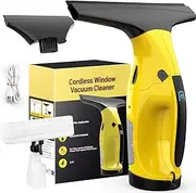 Kiato Window Vacuum, Rechargeable Window Vac, Cordless Window Vacuum Cleaner with 2X Squeegee (11”+ 6.7”, 2 Pack), Electric Cleaning Tool for Windows, Tiles, Mirrors