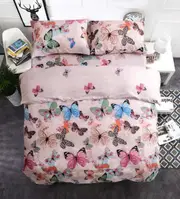 Pink Butterfly Quilt Doona Duvet Cover Pillow Case Set