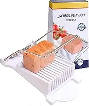 Slicer Luncheon Meat Slicer Stainless Steel Durable Egg Fruit Slicer Soft Food Cheese Sushi Cutter Canned Meat Cutting Machine with 10 Wires Stainless Steel Kitchen Splitter