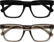 OPULIZE Era Blue Light Glasses, Black/Transparent Grey - Clear Lens - 2 Pack, 1mm