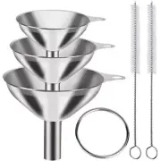 5 Pcs Stainless Steel Kitchen Funnels Set Food Grade Metal Funnels Oil Flask USA