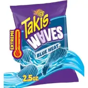 Takis Blue Heat Waves 2.5 Oz Bag, Hot Chili Pepper Wavy Potato Chips