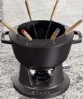 Staub Fondue Set 20cm 2.3L 2.43qt Black Cast Iron Speciality 40511-972 NEW