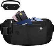[Norhogo] Hidden Traveling Bumbag Moneybelt Wallet, Travel Money Belt, Flat Bum Bag for Sports, Jogging, Waist Travel Wallet RFID Blocking for Passport Holder Cash Phone for Women Men, Black, Black,