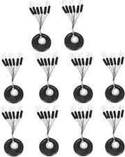 10pcs Fishing Stoppers Black Rubber Stopper Fishing Space Beans Carp Fishing Float Cylinder Shape SS