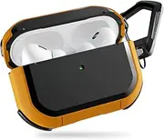 [pzoz] for Apple Airpods Pro 2 Case Cover with Keychain, Protector Shockproof Anti-Scratch LED Visible, Compatible with Airpod Pro 2nd Generation (2022/2023) (USB-C/Lightning Cable) Case (Yellow)