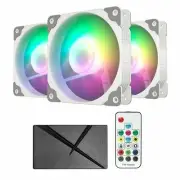 3 Pack 120mm ARGB LED Computer Case Fan for PC CPU Cooling Addressable RGB White