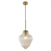 Ridge Pendant Light Black Cord, Satin Brass