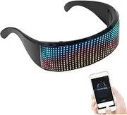 LED Glasses, Customizable Programmable RGB Light Up Glasses, APP Control for IOS, Support Text, Graffiti, Animation, Image, USB Rechargeable for Cosplay Party
