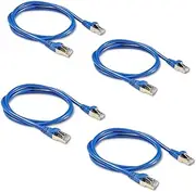 4pcs 10M CAT 8 Ethernet Cable, Blue High-Speed Internet LAN Cable Dual Shielded S/FTP 40Gbps 2000MHz Gigabit Network Cable for Gaming PC, WiFi Extender,Router, X Box,Computer