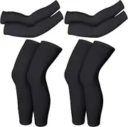 [Geyoga] 2 Pairs Compression Full Length Leg Sleeve and UV Protection Arm Sleeve