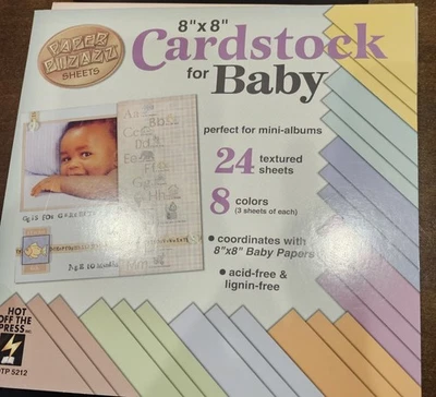 paper pizazz cardstock 8x8 BABY 24 textured sheets 8 colors