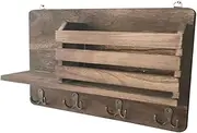 MAGICLULU Multifunctional Storage Rack Wooden Wall Rack Decorative Hooks for Keys Umbrellas and Glasses