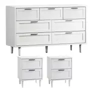 Oikiture 7 Chest of Drawers and 2 Bedside Tables Nightstand Bedroom Set White