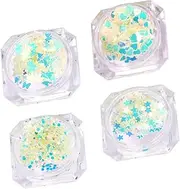Mikinona DIY Manicure Decor 4 Boxes of Luminous Sequins Star Geometric Shape Nail Art Supplies for Parties