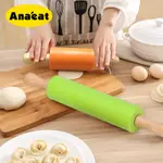 SILICONE NON-STICK WOODEN HANDLE ROLLING PIN PASTRY DOUGH FL