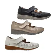 Lorella Sophia Ladies Shoes Leather Casual Adjustable Mary Jane Comfort Insole