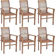 Stacking Dining Chairs 6 pcs Solid Teak Wood Kitchen Chair
