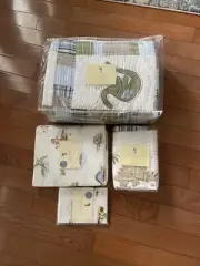 Pottery Barn Twin Quilt Kids Jurassic Dinosaur Madras Sham & Sheet Set Blue #6