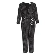 NWT Eliza J Polka Dot Crepe Jumpsuit Black / White 14W