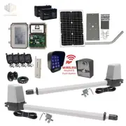Full Solar Powered Double Swing Farm Gate Opener, Remote Control Automatic Gate