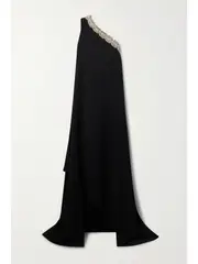 [REEM ACRA] REEM ACRA - One-shoulder Embellished Crepe Gown - Black - US16 US16 Black