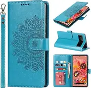 for Google Pixel 6 Case Wallet with Cards Holder,Coque for Google Pixel6 Flower Strap Case,Leather Case Women Flip Cover Bag portefeuille Pour Femmes for Google Pixel 6 Blue