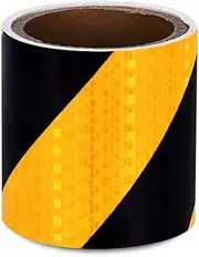 Reflective Tape， Black & Yellow Outdoor Security Marking Stickers, High Visibility Self Adhesive Warning Tape for Trailers, Trucks, Bicycle, Cars(10cm x 10 Meters)