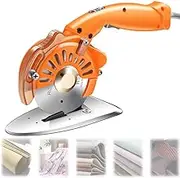 Fabric and Cardboard Cutter, Electric Rotary Cutter with Round Blade & LED Light, Electric Shears Scissors Tool with Ergonomic Handle for Fabric Leather Crafting Sewing Quilting Fabric 33mm