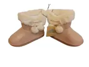 NIB ThereAbouts Toddler Girls Lil Willa Flat Winter Boots Sz 7M Lt. Pink Glitter