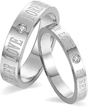 [lvrong] Matching Rings Titanium Steel AAA CZ Couple Rings Wedding Band His and Her Ring