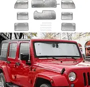 CheroCar for Jeep JK Windshield Sunshade Side Window Sun Shade Sunscreen Heat Sun Visor Compatible with 2007-2018 Jeep Wrangler JK JKU, 8PCS