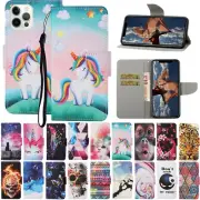 For iPhone 12 Pro Max 11Pro 6s 7 8+ XR XS Painted Leather Wallet Card Cover Case
