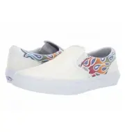 Vans Kids Classic Slip-On Sparkle Flame Rainbow True White Size 13 NWB