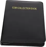 jojofuny Portable Coin Collection Album Practical Coin Storage Book with Pages of Slots Pages of Slots Zippered Holder present for Collectors