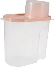 Mikinona Pink Plastic Sealed Cereal Container with Lid Space Saving Food Storage Pot for Dry Grains Oatmeal Rice Ergonomic Grip Design for Mess Pouring