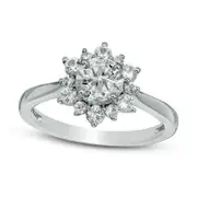 6.0mm Lab-Created White Sapphire Sunburst Ring in Sterling Silver