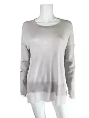 ALL SAINTS Libby Crew Neck Wool Sweater Asymmetrical Hem Millet Grey Large NWT