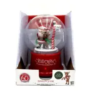 Rudolph The Red-Nosed Reindeer Musical Snow Globe Santa Plastic Waterless 5 Song
