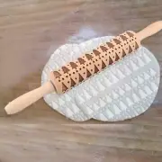 Wood Rolling Pin Embossing Baking Cookie Biscuit Fondant Christmas Trees 16"