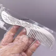Pure S999 Fine Silver 999 Comb Lotus Fish Healthy Hair Comb 80-81g 6.7inch L