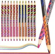 ThEast 12 Rainbow Colouring Pencils for Adults and Kids, Double Sided Rainbow Colouring Pencils, Jumbo Multicoloured Colouring Pencils for Art, Painting, Drawing, Sketching, Pre-sharpened