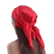 Skinny Silk Like Hair Scarf for Women Head Wrap Ribbon Handbag Neck Satin Red