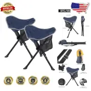 Folding Tripod Chairs for Adults - Lightweight, Heavy Duty 2 Pack Camping Stools