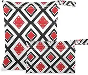 [Amooorous] Japan Argyle Pattern Red Black waterproof waterproof wet bag 2 Pack wet bag for swimsuit with handles for pool, gym